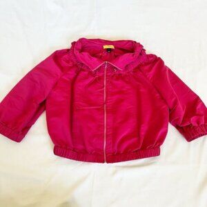 SOCA St John Size L Light Jacket Full Zip Coat Hood 3/4 Sleeve Pink Windbreaker